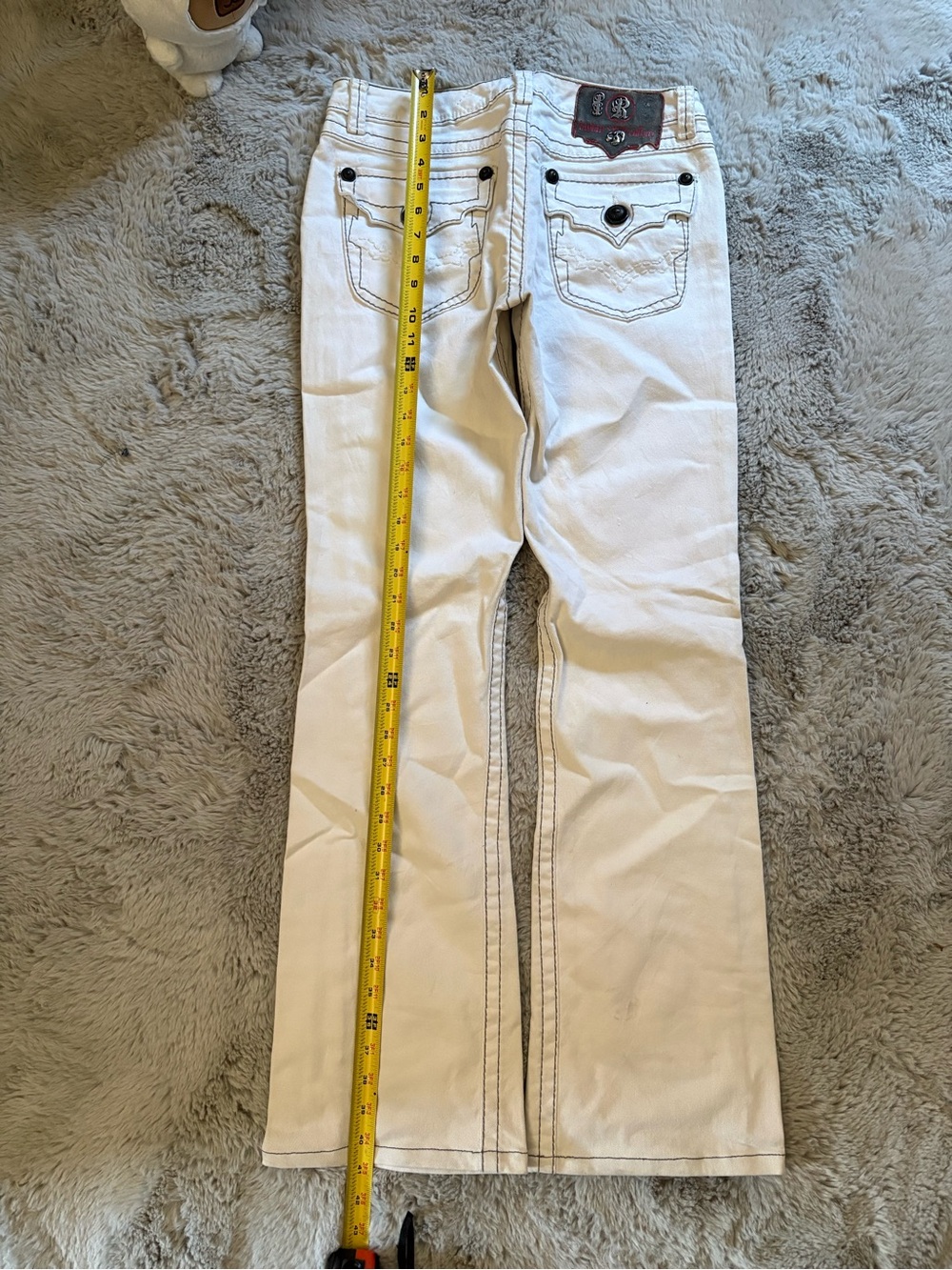 True Religion/JRC Indian Rock Culture White Denim Jeans with Skull Logo Patch - Picture 3 of 6